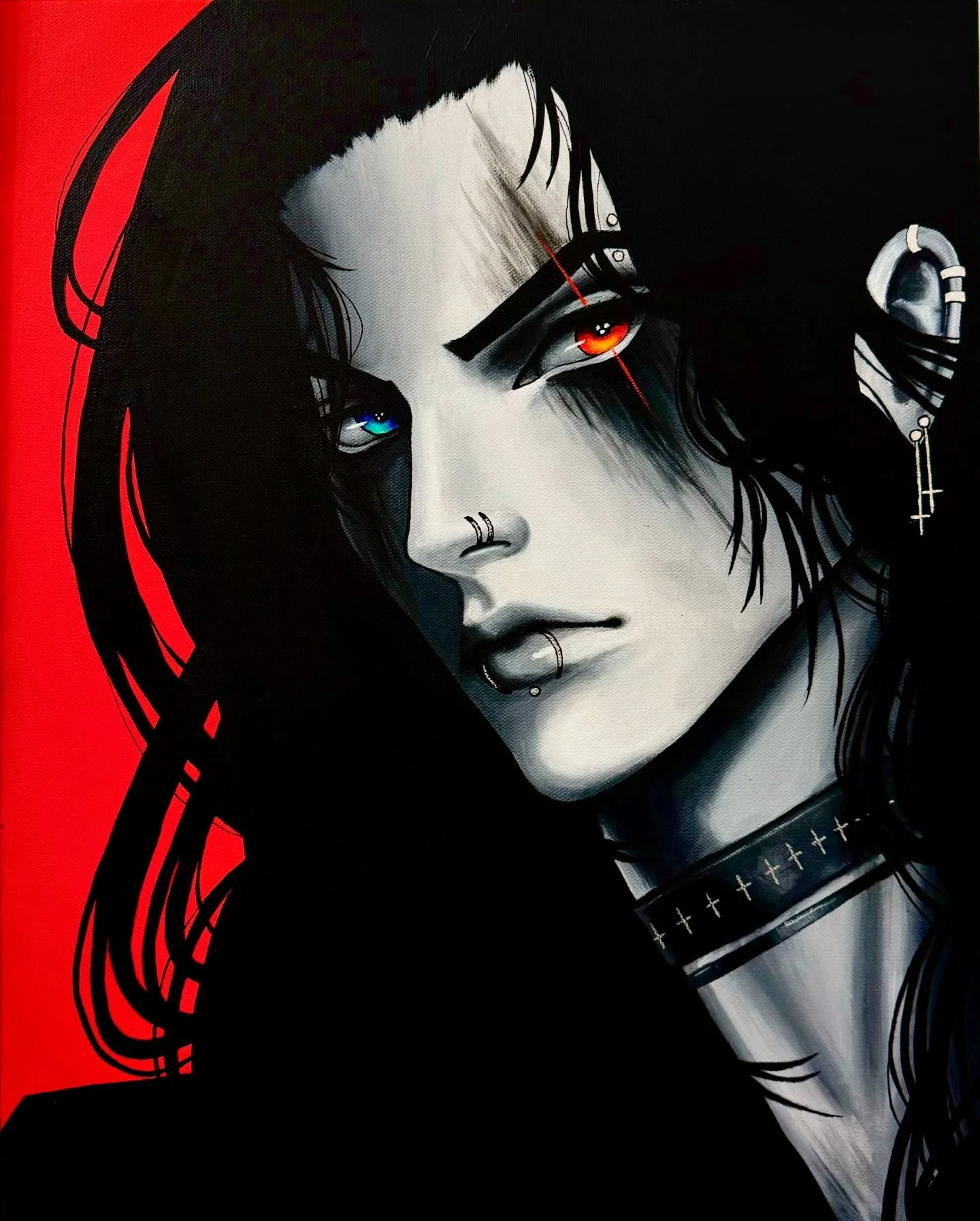 Here is the acrylic version of my punky boi🖤🤍
16x20

#artresidency #chateauorquevaux #chateauorquevauxresidency #fantasyart #art #artist #oc #originalcharacter #originalcharacters #digitalart #acrylicart #lillixart #characterdesign #portrait #portr