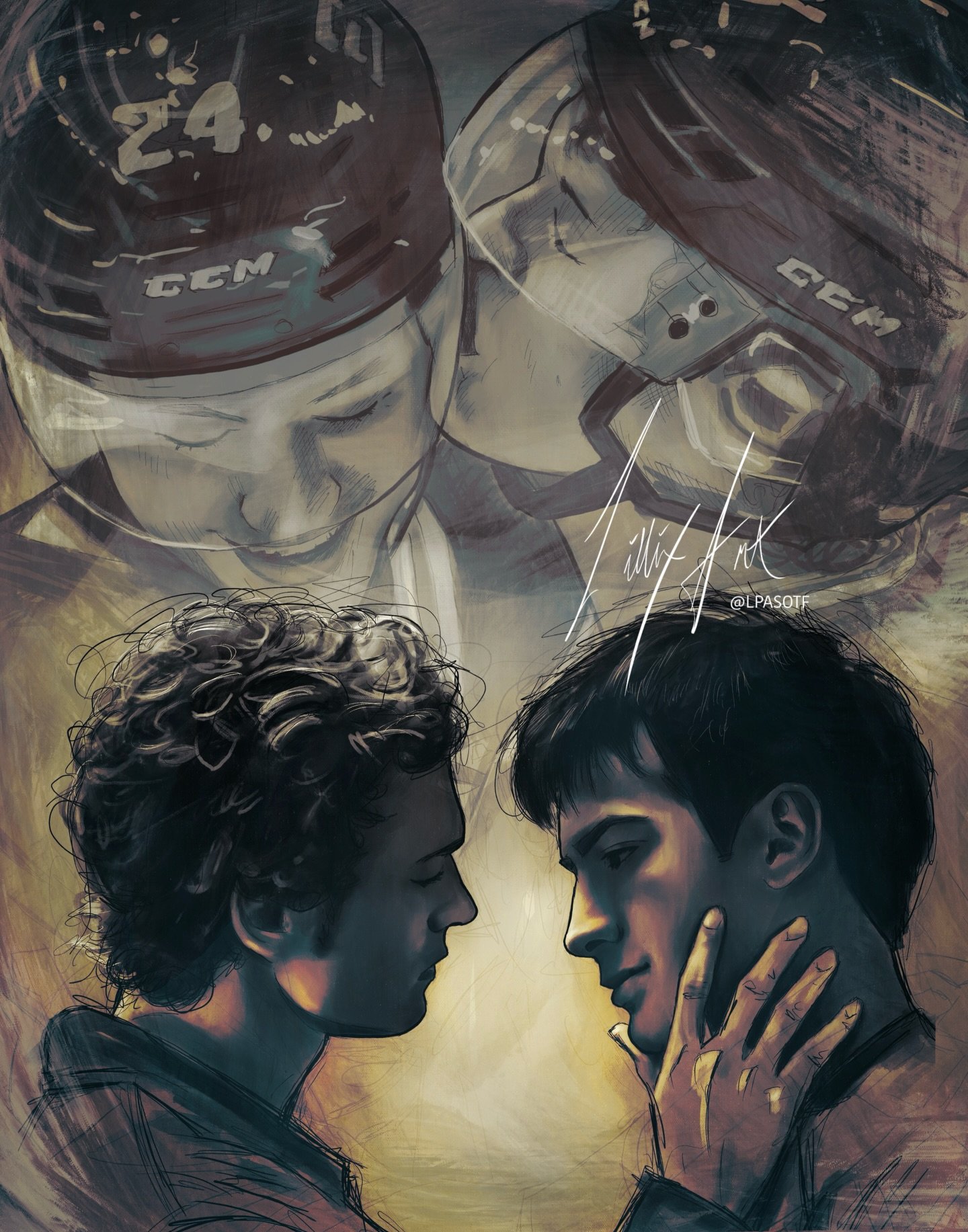 I felt like it needed a lil zhuzh so I added the cute lil All Star kiss. Lemme know if it&rsquo;s better or not cuz 🤷🏻&zwj;♂️
🤘🏻🏳️&zwj;🌈🤘🏻
#heatedrivalry #heatedrivalryfanart #shaneandilya #artwork #hollanov @connorstorrieofficial @hudsonwill