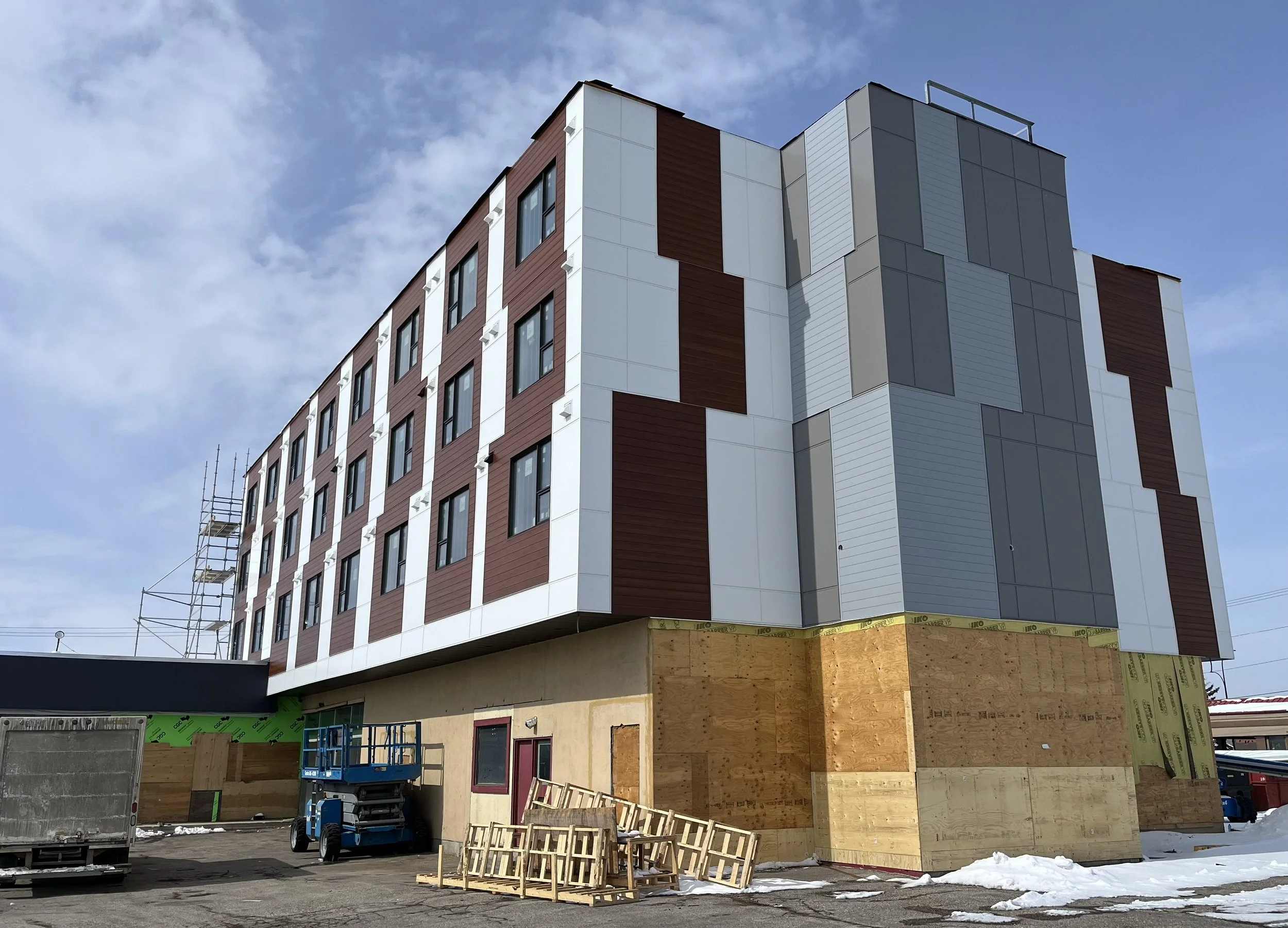 New expanded facade to give more room for each suite