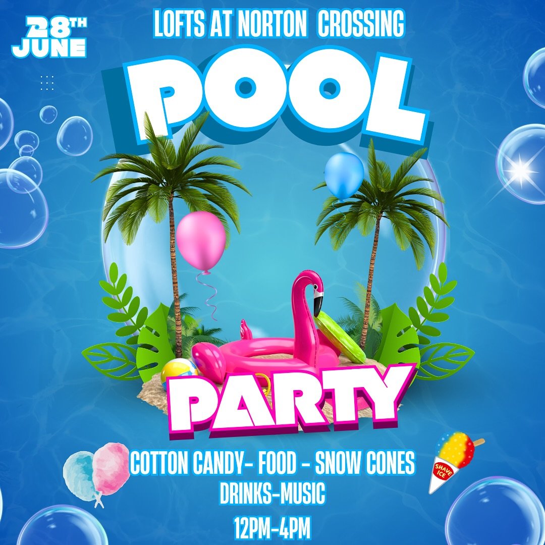 Splash into summer with us! ☀️🏊&zwj;♀️
Join us for our Resident Pool Party on June 28th!
We&rsquo;re bringing the fun with free food, cotton candy, drinks &amp; more don&rsquo;t miss it! 💦🎉

.
.
#ResidentEvent #ApartmentLiving #PoolPartyVibes #Sum