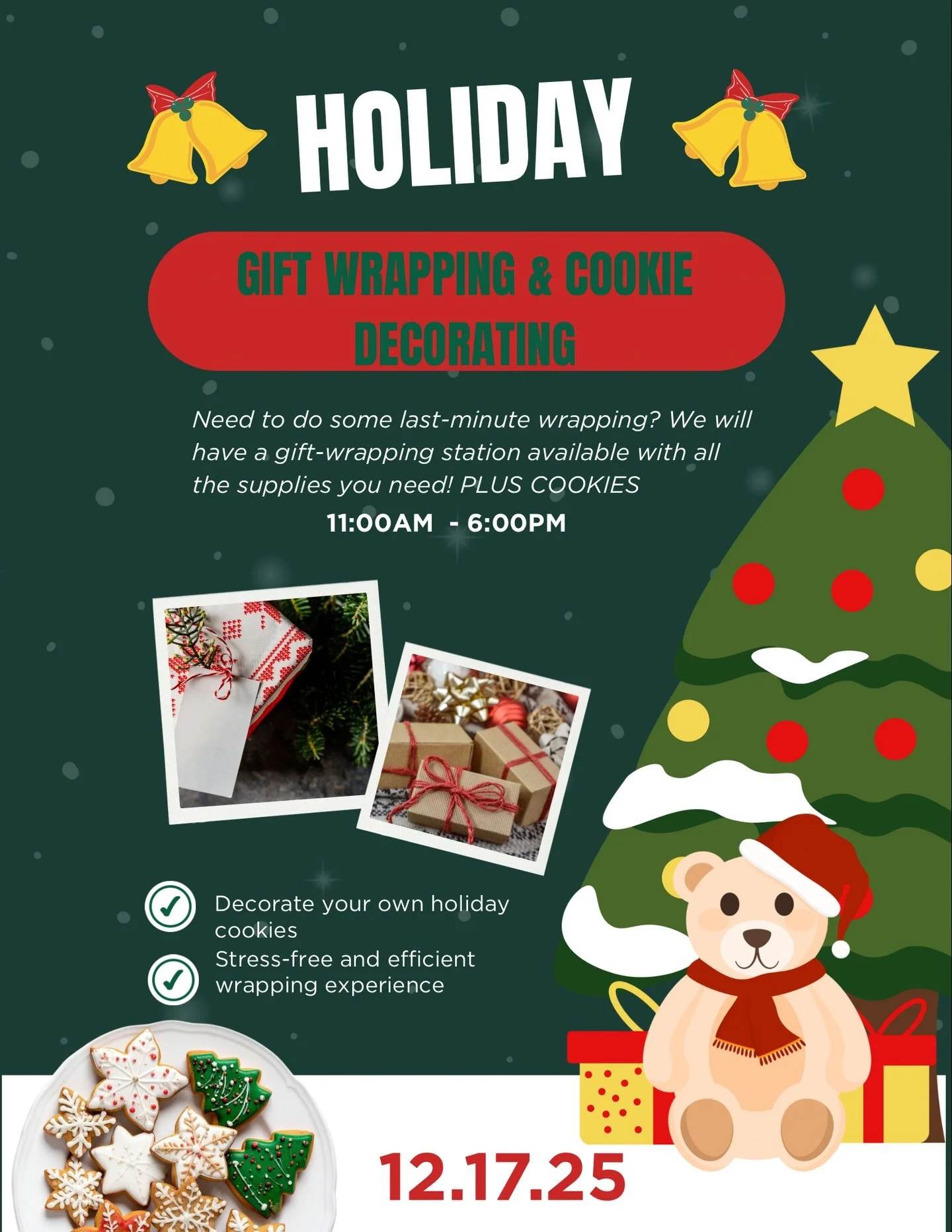 Holiday fun is loading&hellip; 🎁✨Join us 12.17.25 for gift wrapping, cookie decorating, and festive vibes all day!