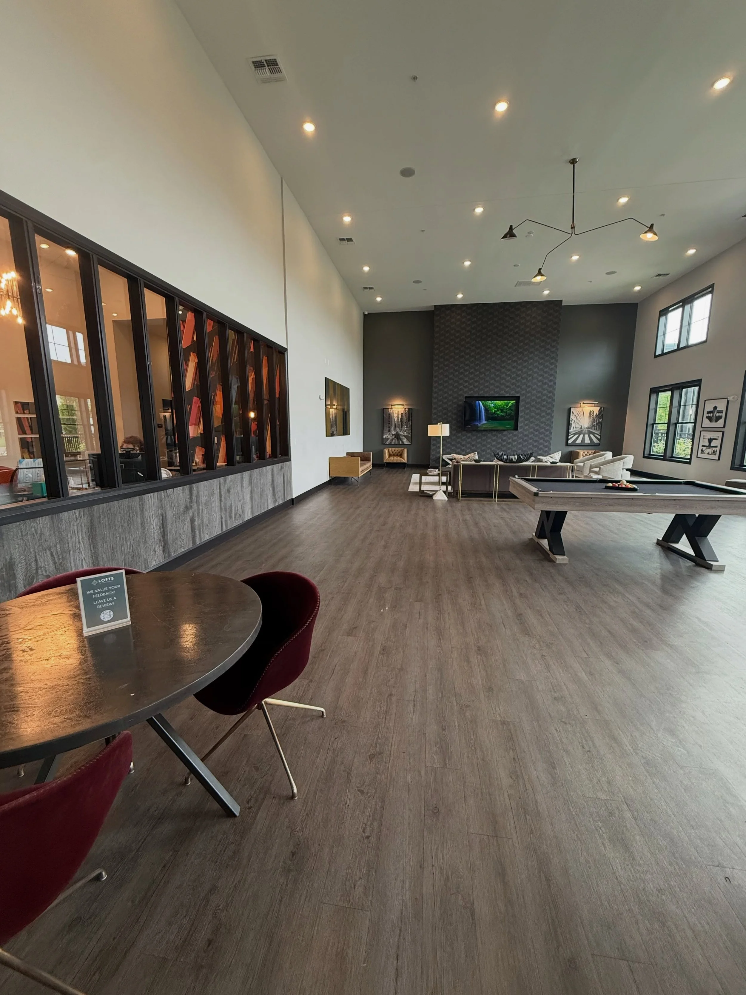 the clubhouse turns into the ultimate hangout spot 🎱📺
Pool games, comfy seating, and TVs for the perfect chill day and night.