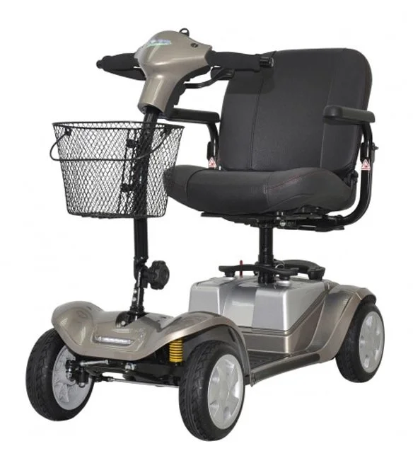 Mobility scooter with a basket and seat