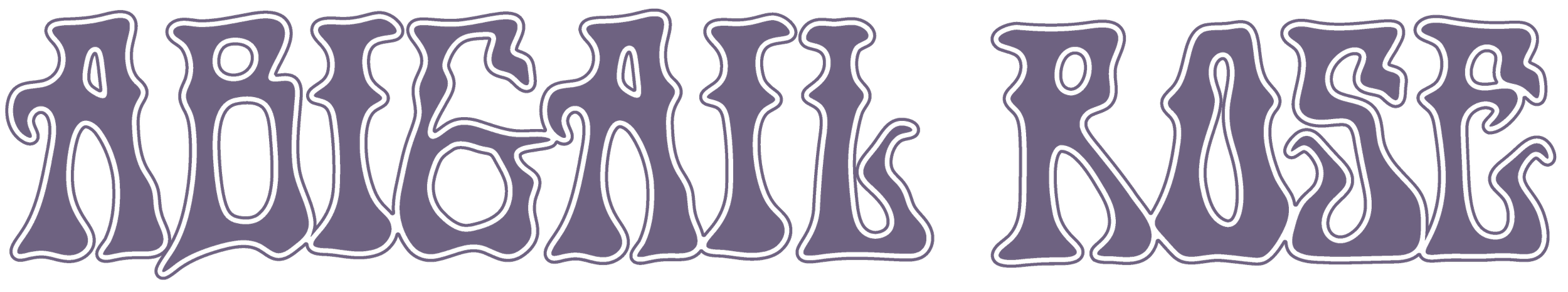 Text that says 'Abigail Rose' in a stylized, spooky font with a purple background.