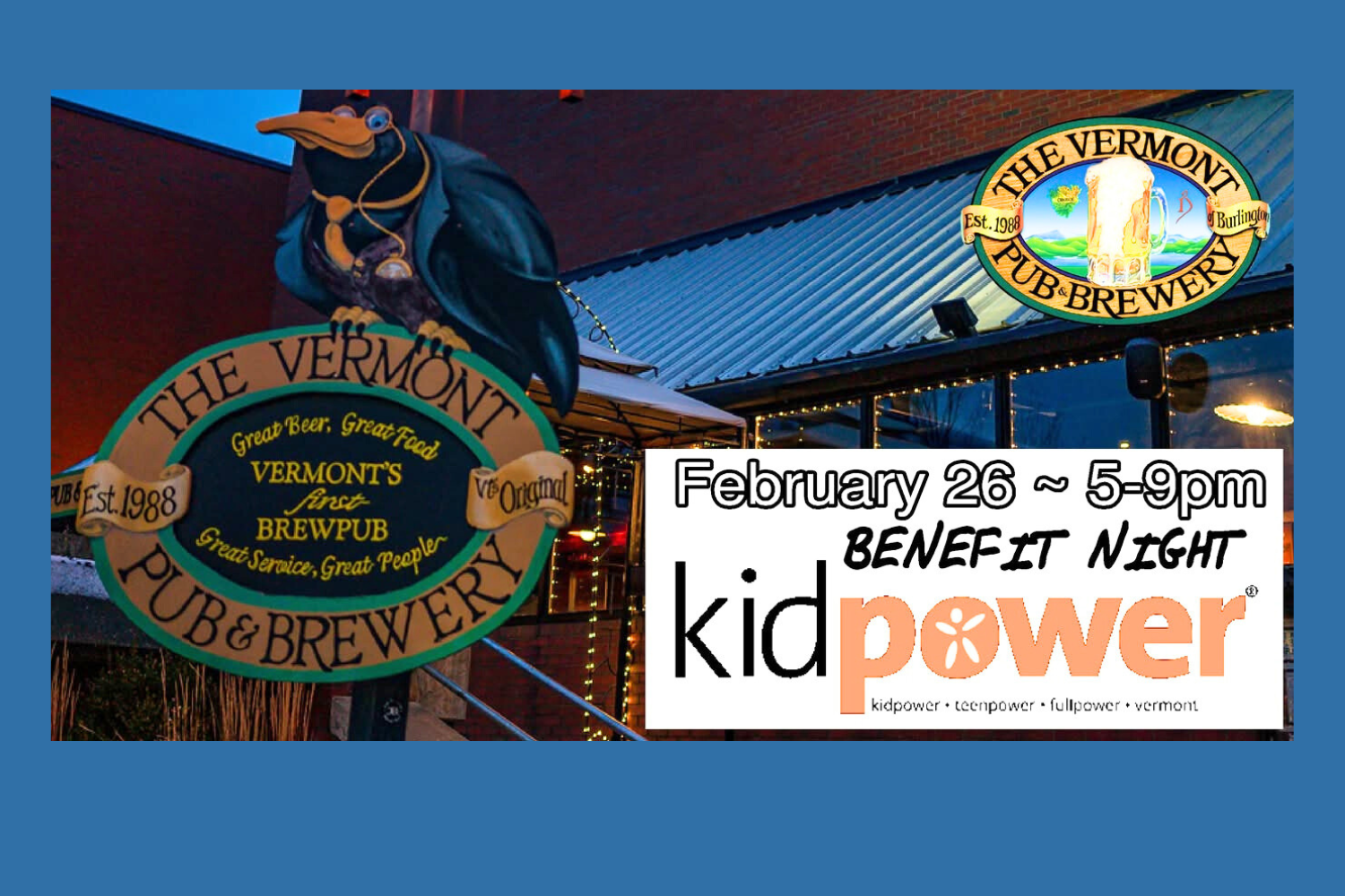 Kidpower Benefit Night at Vermont Pub &amp; Brewery