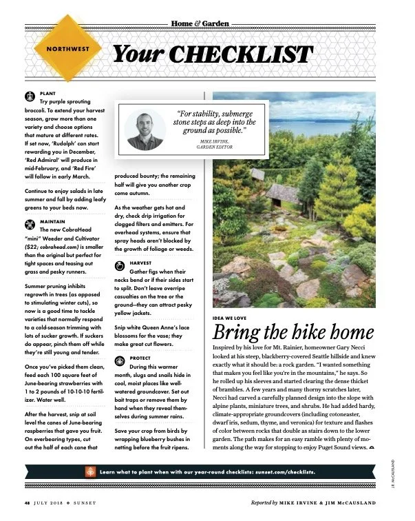 While working at Sunset magazine, I edited a monthly garden checklist specific to every planting region along the West Coast. Here's an example. (Sunset magazine)
