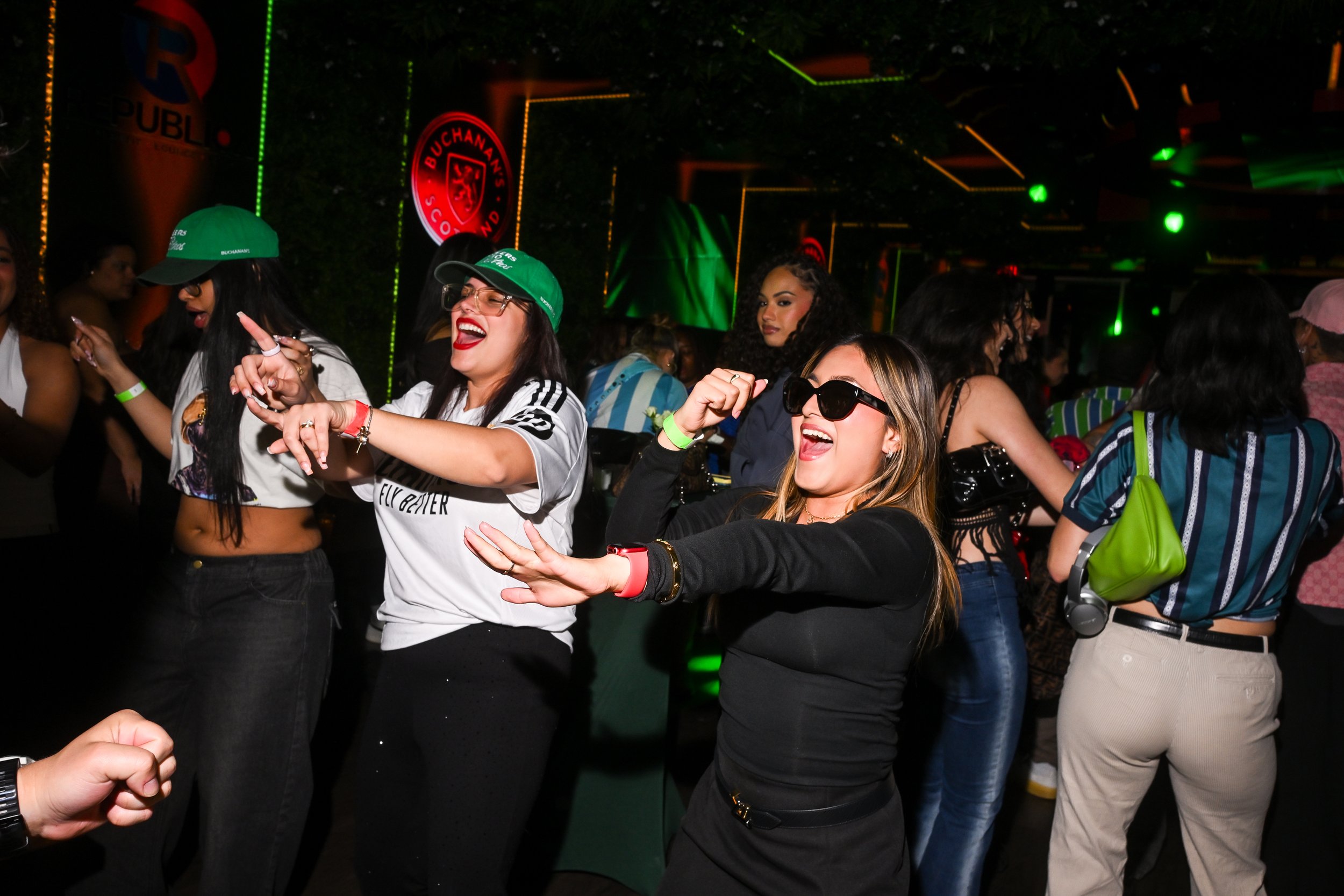 Guests celebrate on the dance floor at the Buchanan’s after party following the premiere of Rauw Alejandro's 'Dando Vueltas'. Photo Credit: BFA.jpg