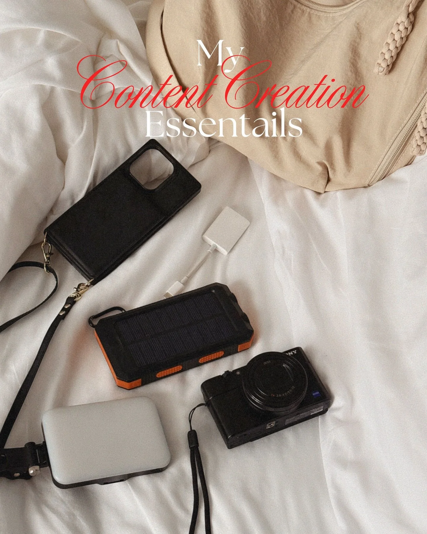 My ride-or-die content creator essentials 🎬

If you&rsquo;re wondering what actually makes a difference&hellip; it&rsquo;s these:
-iPhone (newer = better quality)
-Camera (mirrorless or Canon G7X forever)
-Back camera ONLY + a monitor so you can see