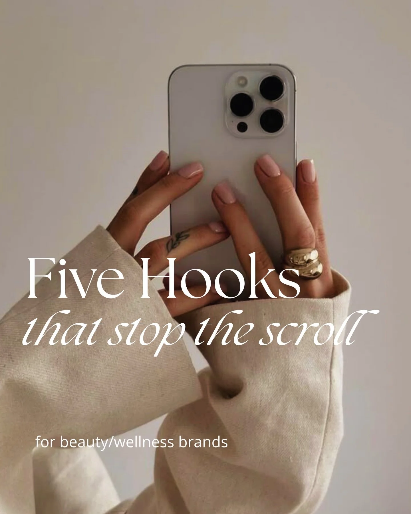 Five hooks that will stop the scroll 📱👀 for beauty/wellness brands but you can adjust for your niche. You have 2-3 seconds to stop the scroll, you need a catchy hook. 

#socialmediatip #socialmediamarketingtips #socialmediagrowth #socialmediamanage
