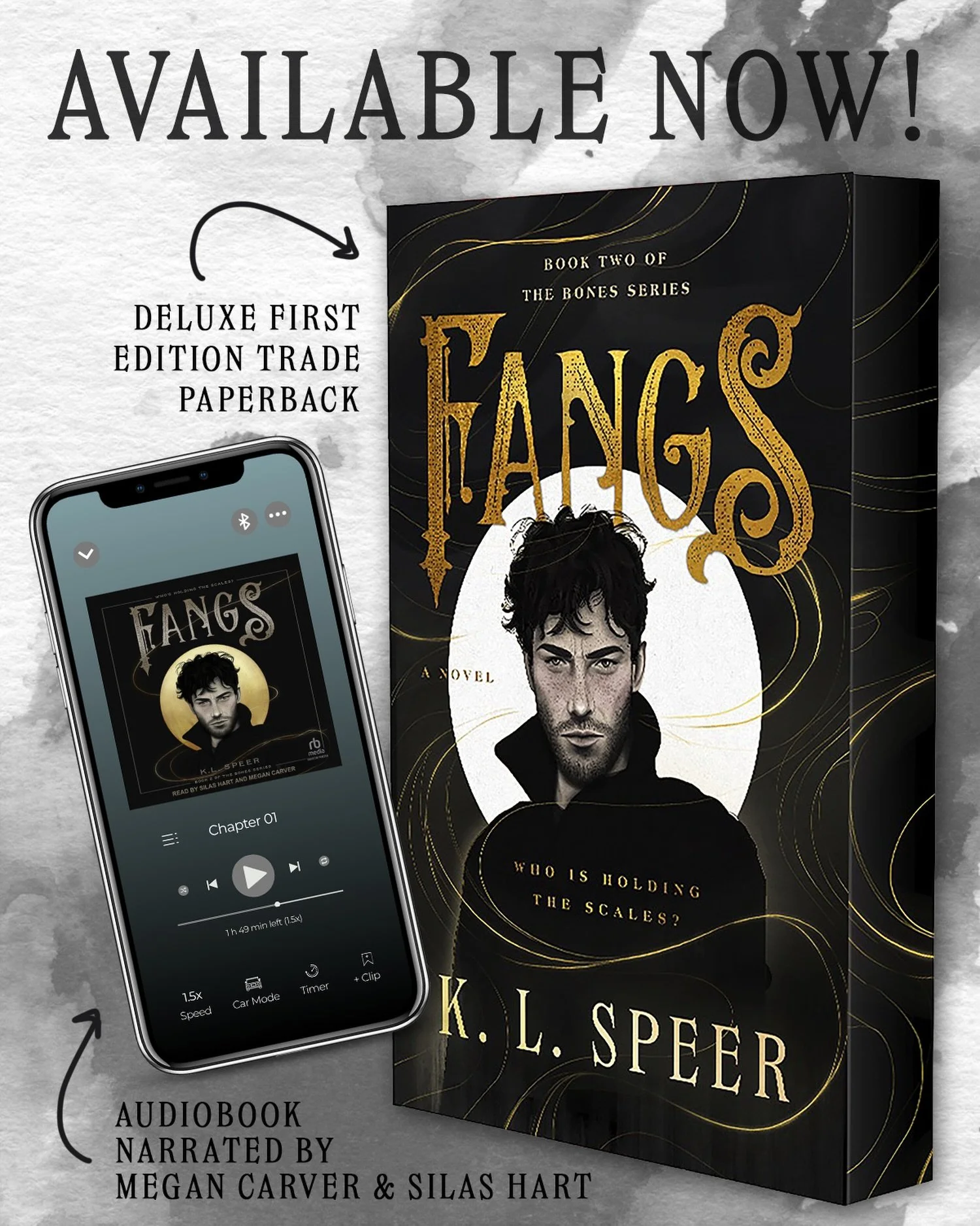 Release day for the FANGS paperback AND the FANGS audiobook!! 

When I first saw the cover of FANGS, I actually shrieked. The foil! The sprayed edges! It's just so beautiful and looks SO good with BONES. The art team at @ballantinebooks is so talente