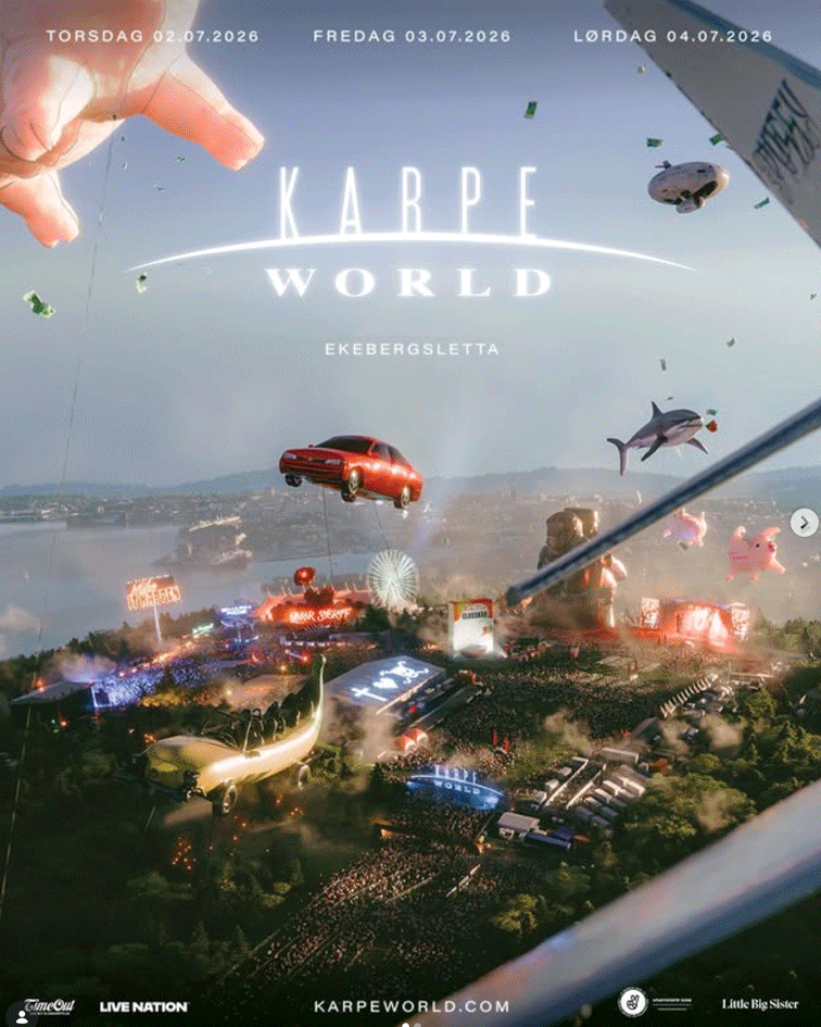 KARPE. 

Markedsføring, PR, strategi, rådgivning, design, merch, konsept, live, animasjon, visuals, sosiale medier, foto, film. ÅR: 2013– En nær og mangeårig reise som har løftet KARPE fra å være en rap-duo som spilte Rockefeller til å bli Norges stø