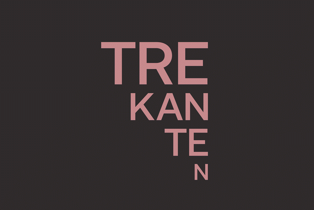 PROSJEKT: Trekanten. ROLLE: Visuell identitet. RESSURS: Are ÅR: 2022. 
Trekanten er en flerfunksjons-venue på St Olavs Plass i Oslo med bakeri, kantine og kafé på dagtid og bar og nattklubb på kveld og natt. Identiteten er inspirert av brutalisten Er