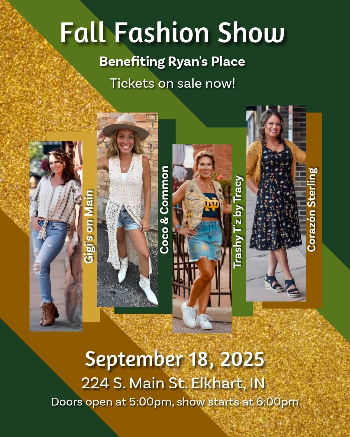 We're thrilled to announce our 2025 Fall Fashion Show benefitting @ryansplacegoshen! Enjoy Charcuterie and swag bags along the runway and get an exclusive first look at the newest fall fashions from @corazonsterling, @gigiselkhart, @cocoandcommon and