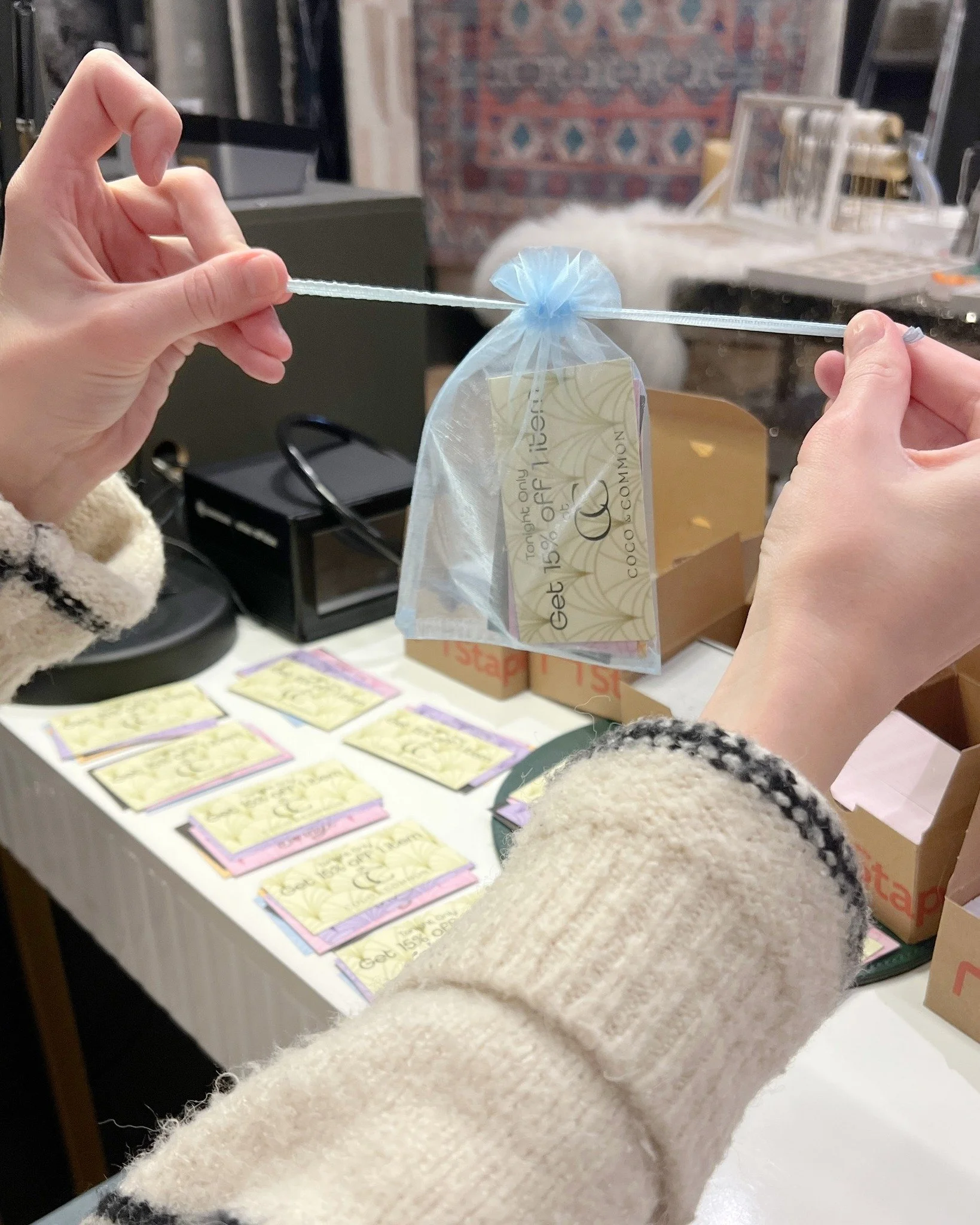 We've created a little assembly line here as we prepare for our spring fashion show this Thursday! We still have some general admission tickets available, and every ticket holder will receive coupons to shop with @corazonsterling, @gigiselkhart, @coc