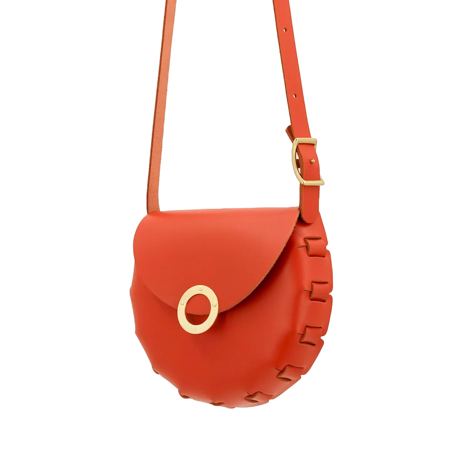 Fitch - Burnt Orange Brass Ring Leather Crossbody — Adelle