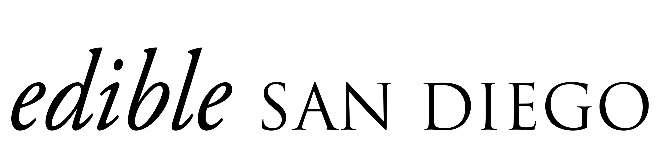 Text that reads 'eddible SAN DIEGO' in a stylized font on a black background.