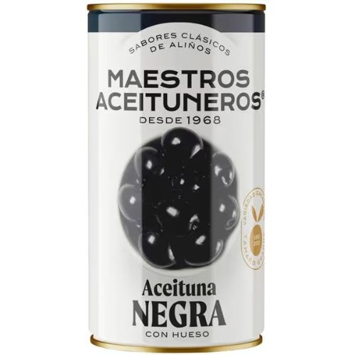 MAESTROS ACEITUNEROS - ACEITUNA NEGRA CON HUESO – 350 gr