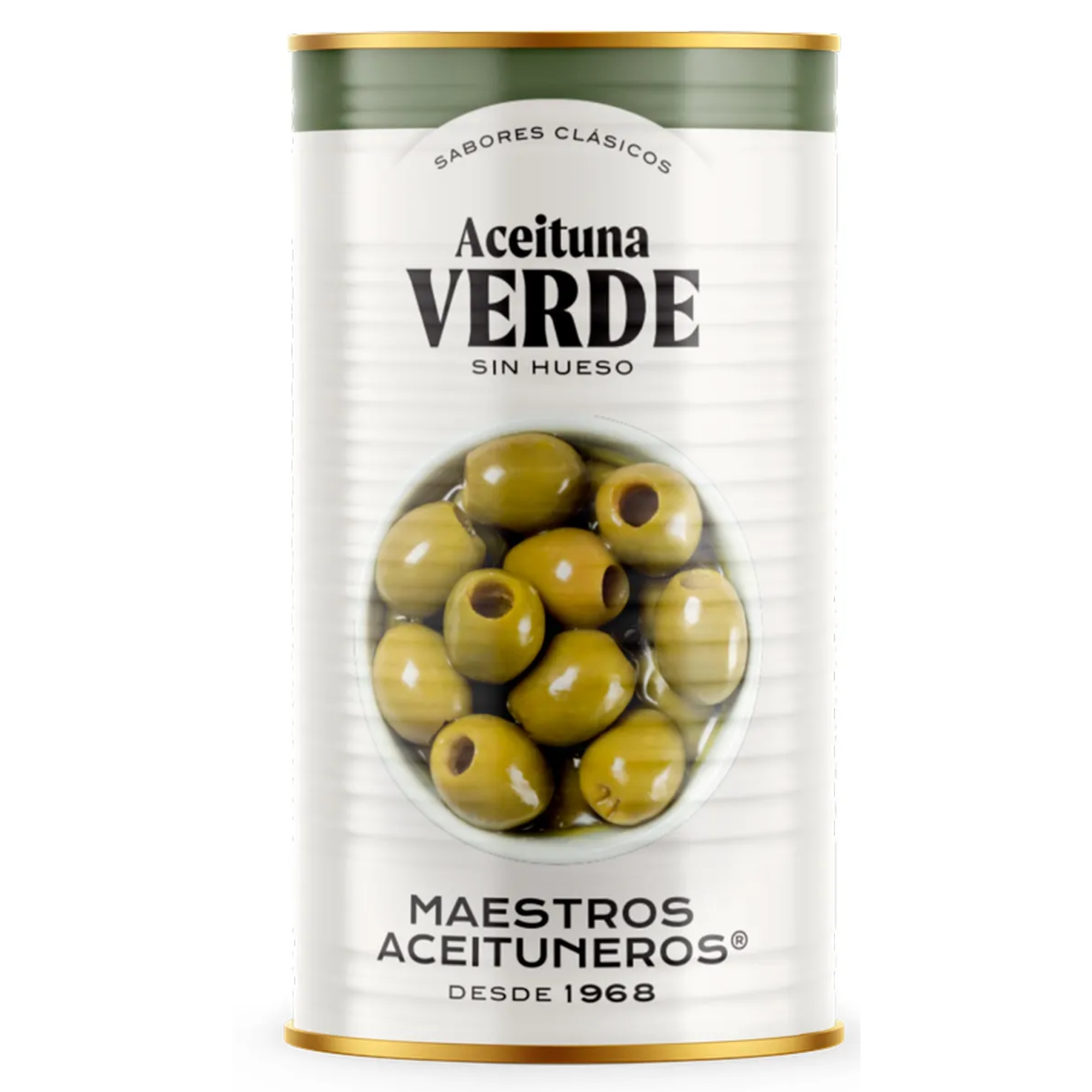 OLIJVEN GROEN ONTPIT ANSJOVISSMAAK - ACEITUNAS SABOR ANCHOA SIN HUESO - 4,25 KG