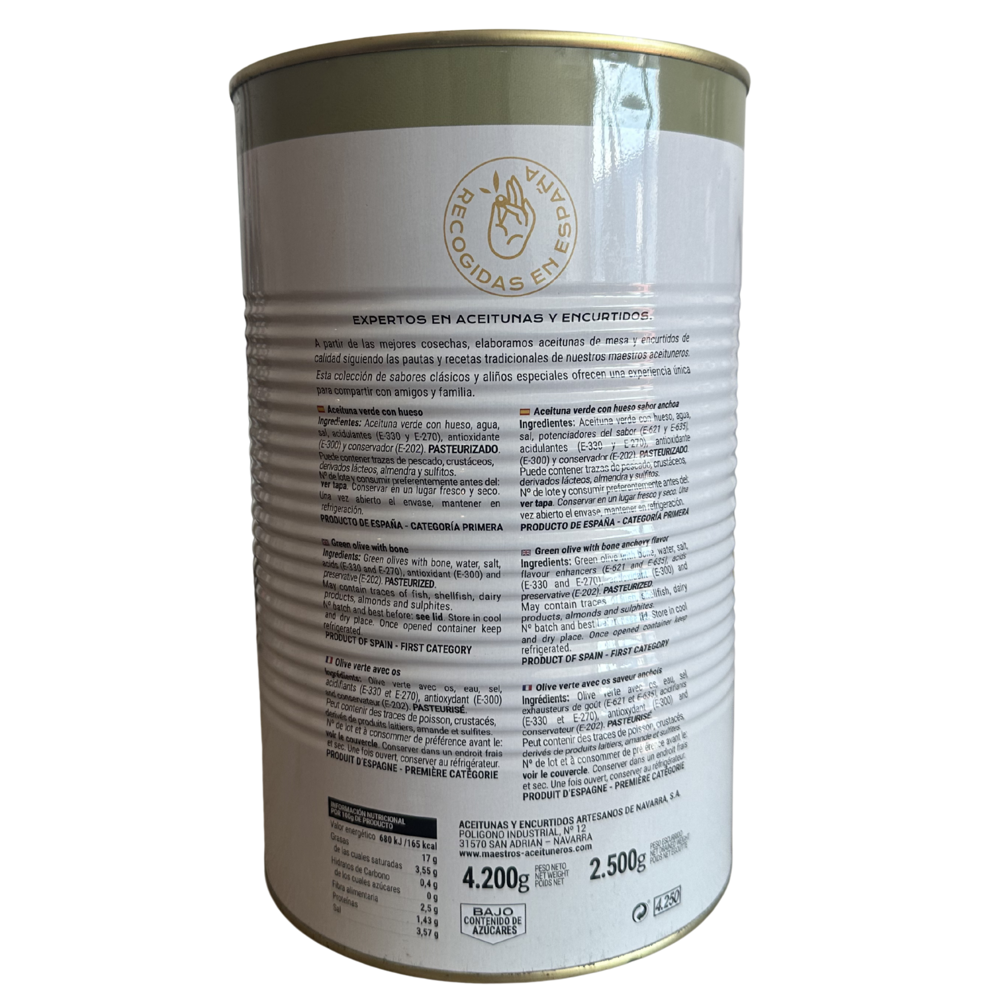 OLIJVEN GROEN MET PIT ANSJOVISSMAAK - ACEITUNAS SABOR ANCHOA CON HUESO - 4,25 KG - MAESTROSback.png