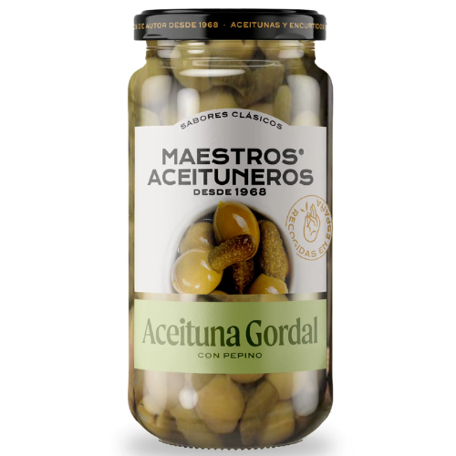 OLIJVEN GORDAL GEVULD MET AUGURK - 930 GR - MAESTROS