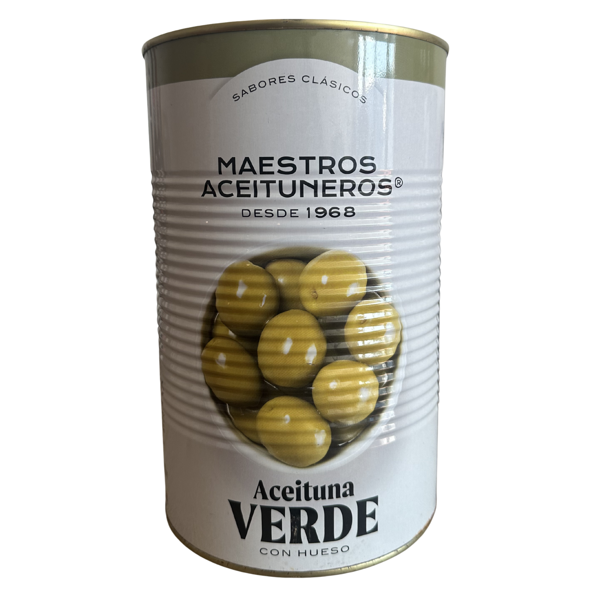 OLIJVEN GROEN MET PIT ANSJOVISSMAAK - ACEITUNAS SABOR ANCHOA CON HUESO - 4,25 KG - MAESTROS