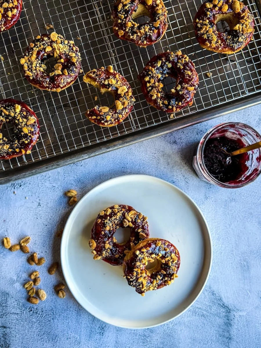 Easy PB&amp;J Baked Protein Cake Donuts Recipe