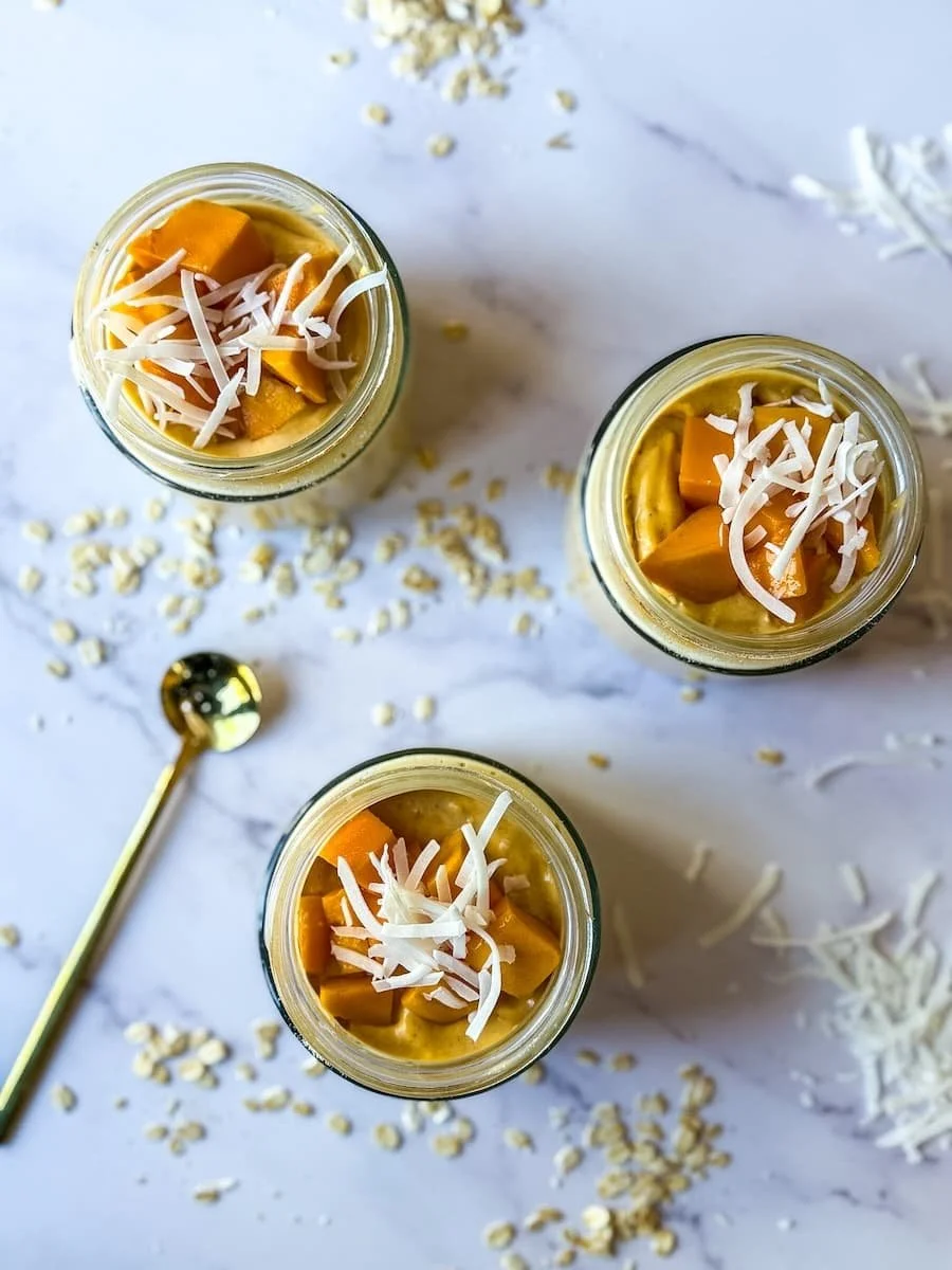 High Protein Mango Coconut Overnight Oats