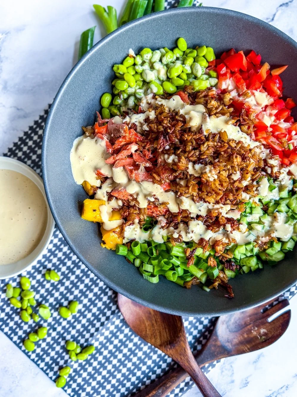 Crispy Rice Teriyaki Salmon Salad
