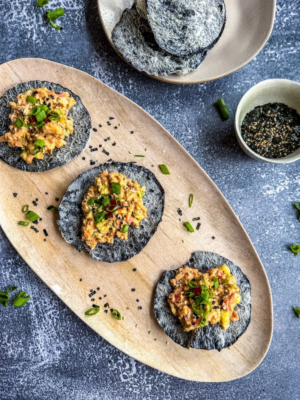 Crispy Spicy Salmon &amp; Crab Tostadas