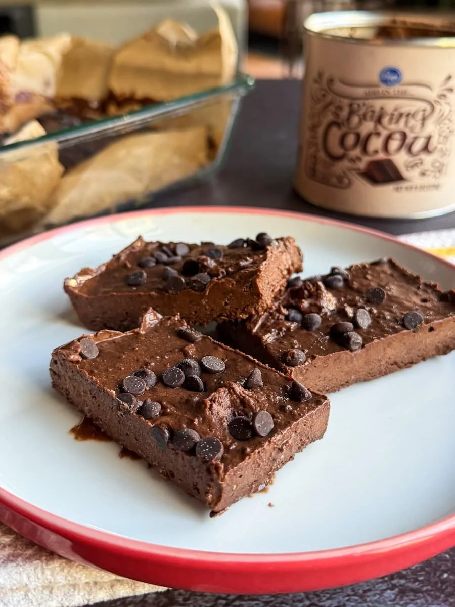 cottage cheese fudge - close-up photo of fudge on a plate