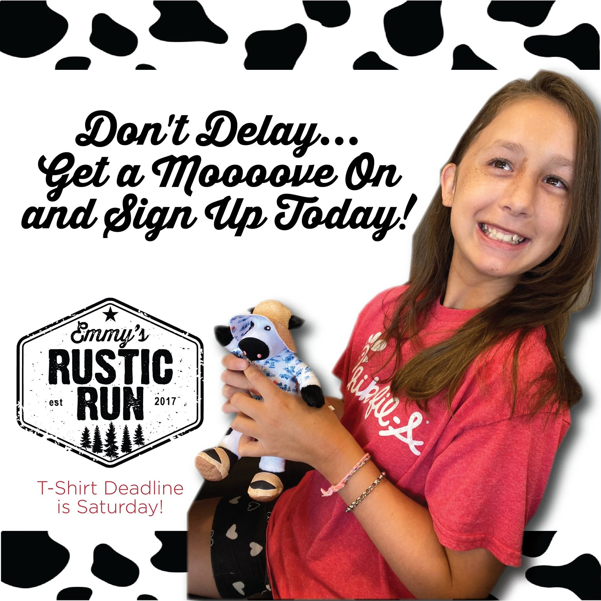 🐮 HOLY COW! 🐮 We're only ONE MONTH away! Don't miss out on an udderly fantastic day in the country!
🍂 EmmysRusticRun.org/register 🍂