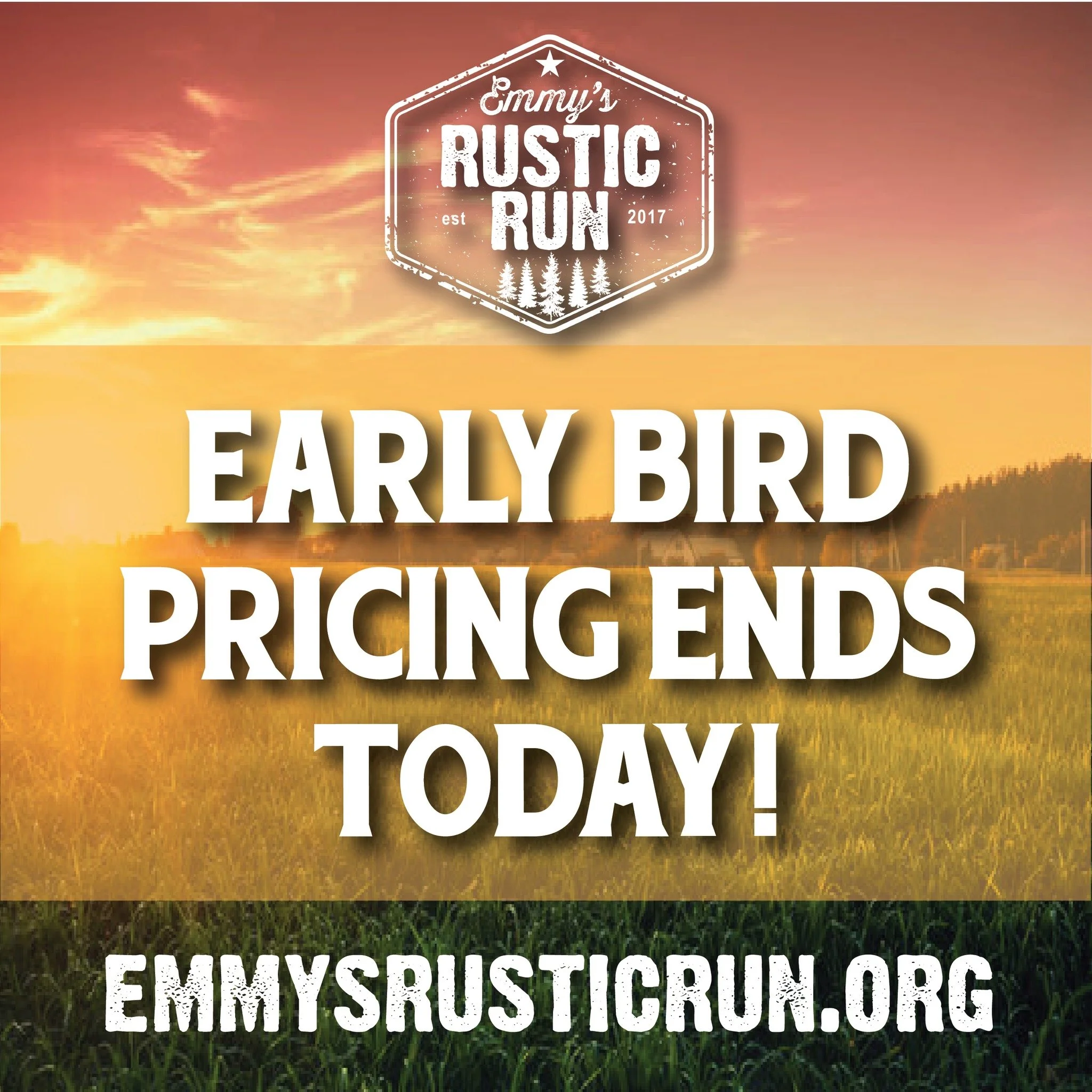 Heads Up: Our Early Bird Pricing and T-Shirt Deadline is here! Be sure to sign up this weekend to guarantee your super soft event t-shirt before prices increase!
🍂 EmmysRusticRun.org 🍂
(Note: we do order extra t-shirts but if you register after A