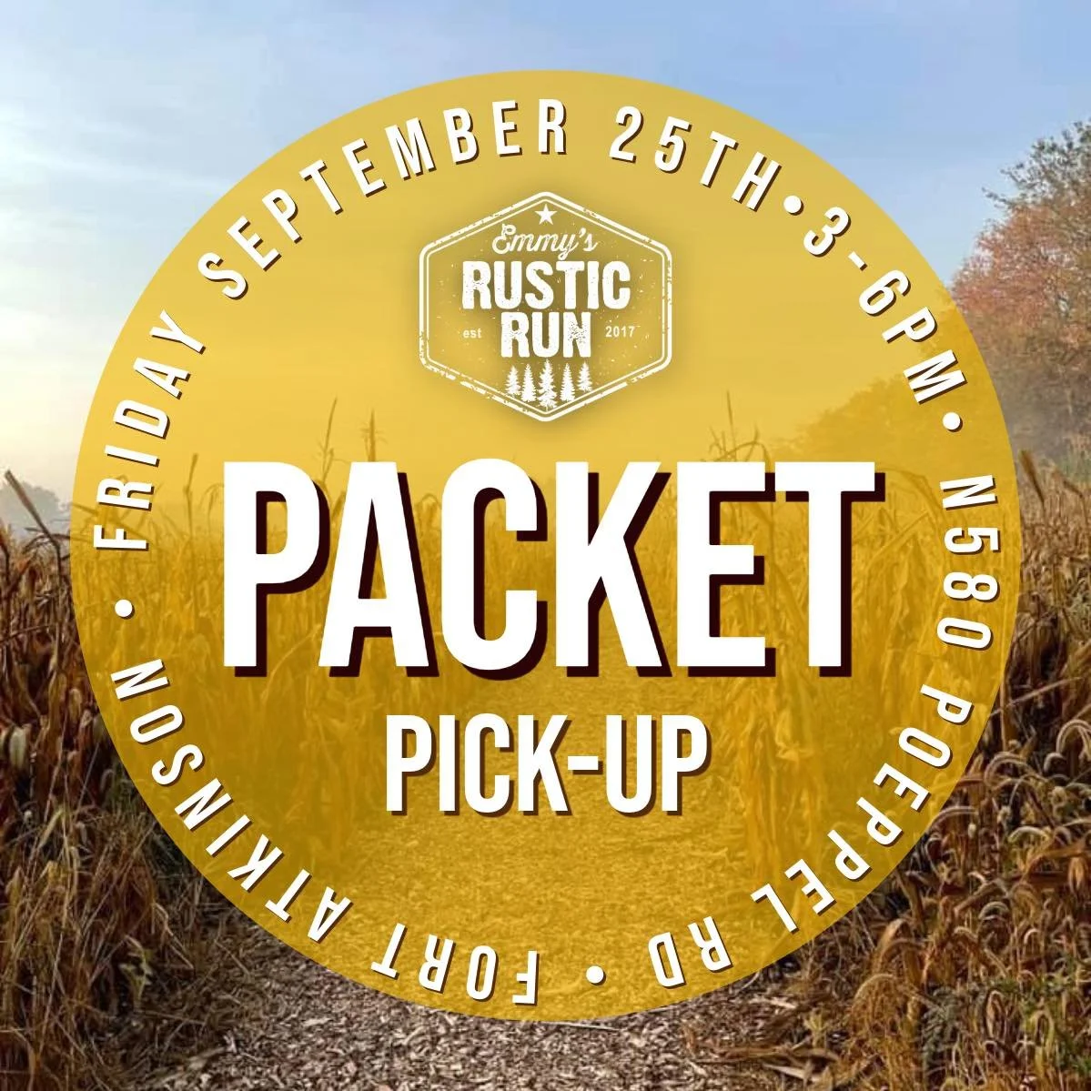 🍂Race day is almost here! 🍂 Please stop by this Friday from 3pm-6pm to pick up your event t-shirts and race bibs. Pickup will take place at N580 Poeppel Rd, Fort Atkinson-- look for our big red "Emmy's Rustic Run" flag at the end of the d