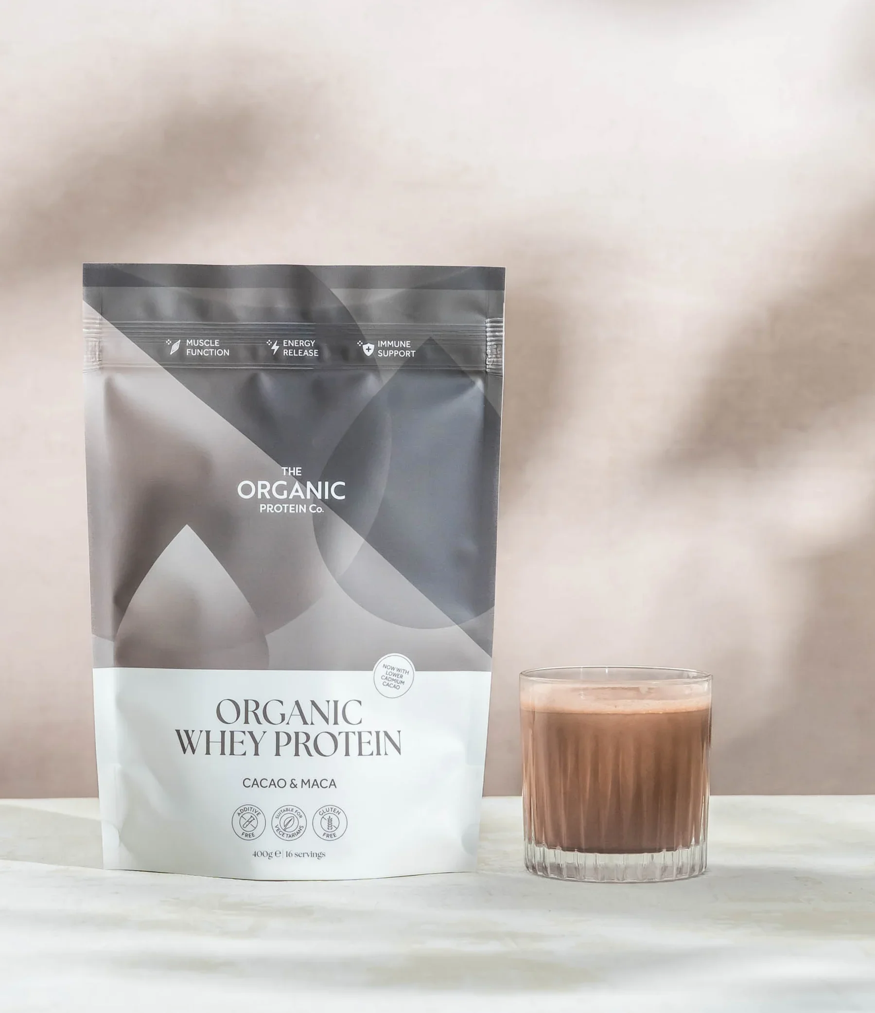 The Organic Protein Co. Organic Cacao + Maca Whey Protein 400g