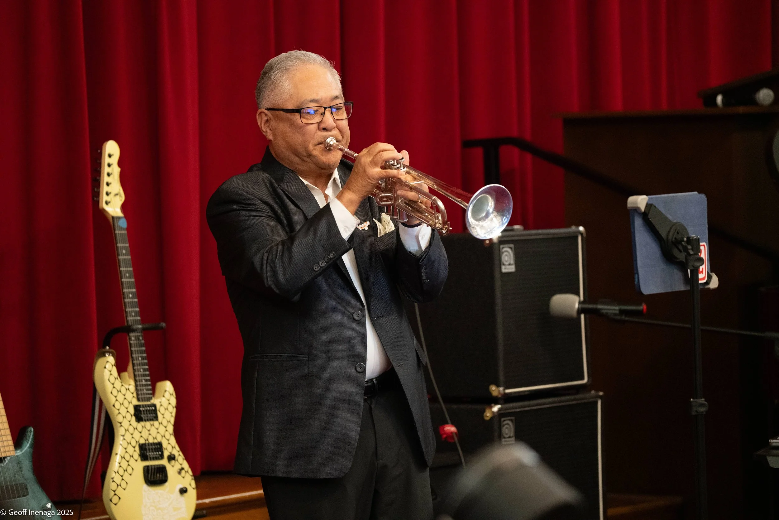  Brian Hatano has been playing the trumpet for over 50 years. 