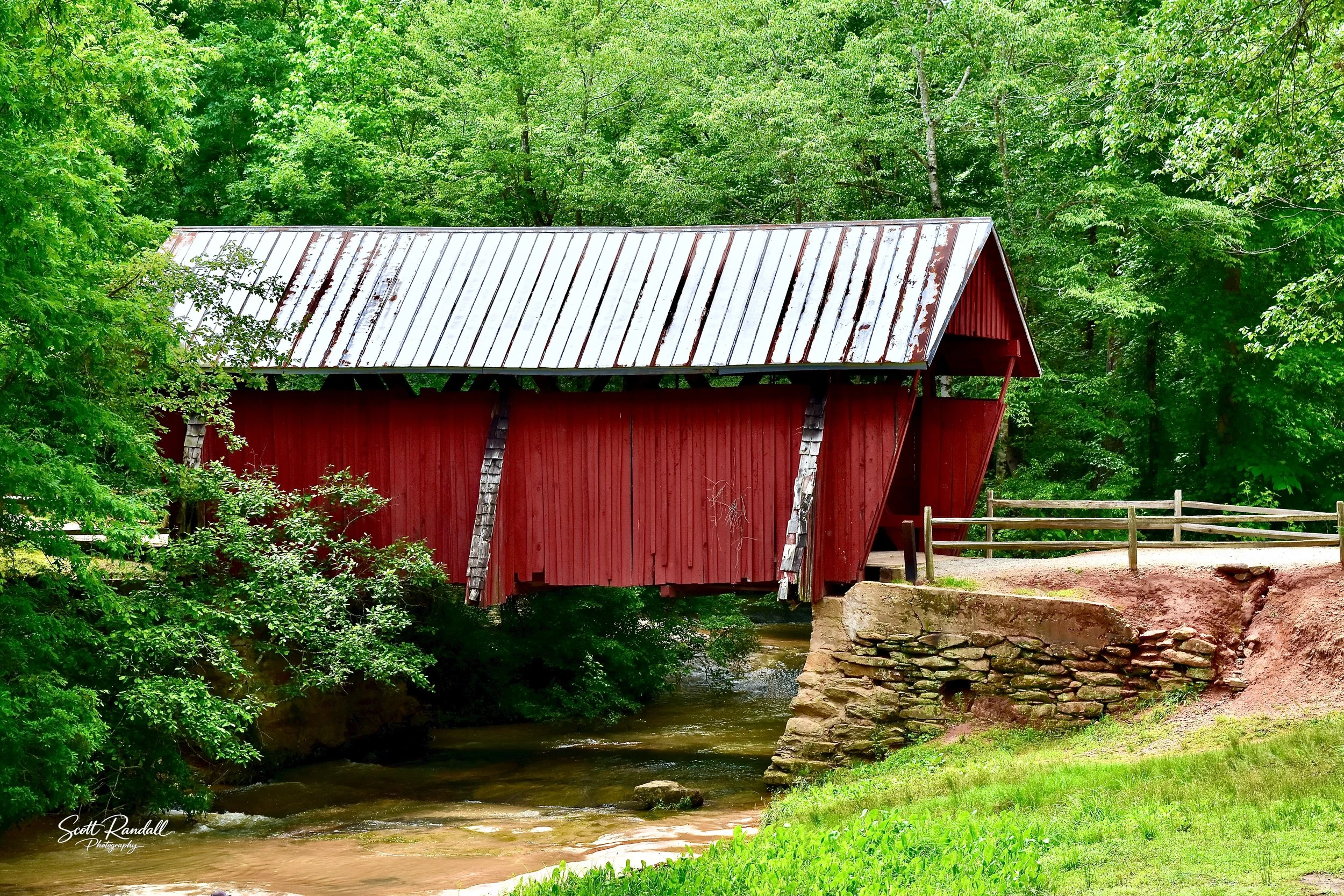 "Covered Morning". Campbells Covered Bridge Side View.  Built in 1909.  South Carolina's last and only covered bridge.