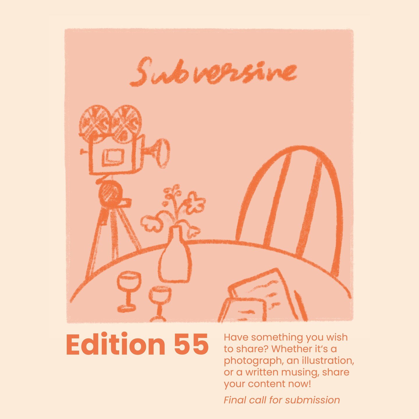 Hurry! The deadline for Edition 55 submissions is fast approaching. If you have something you'd like to share, a photograph, a written piece of work, or an art piece, we would LOVE to see it! ✨

Submit before the 22nd of September.