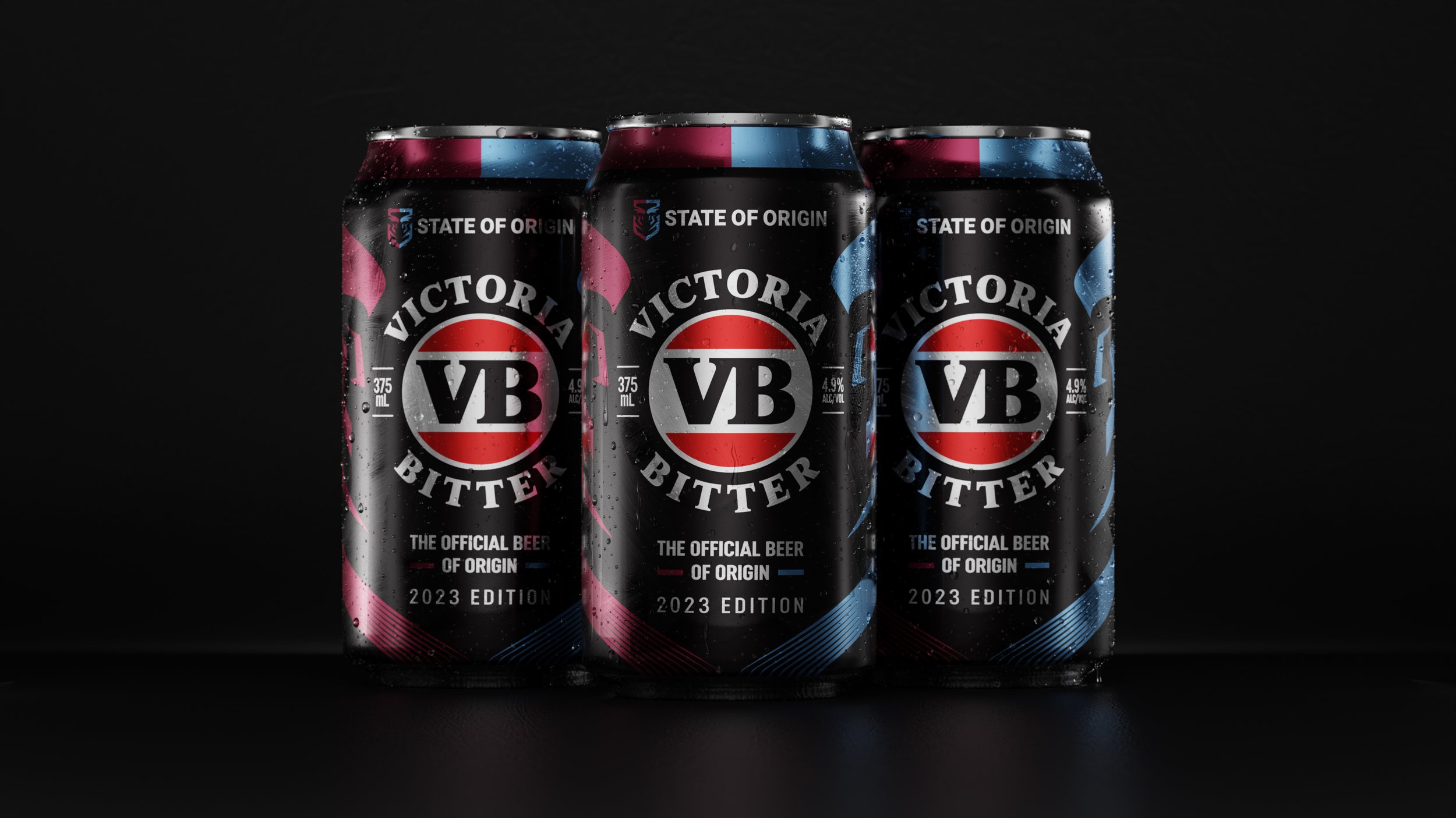 Art direction and rendering of the VB State of Origin cans from 2023