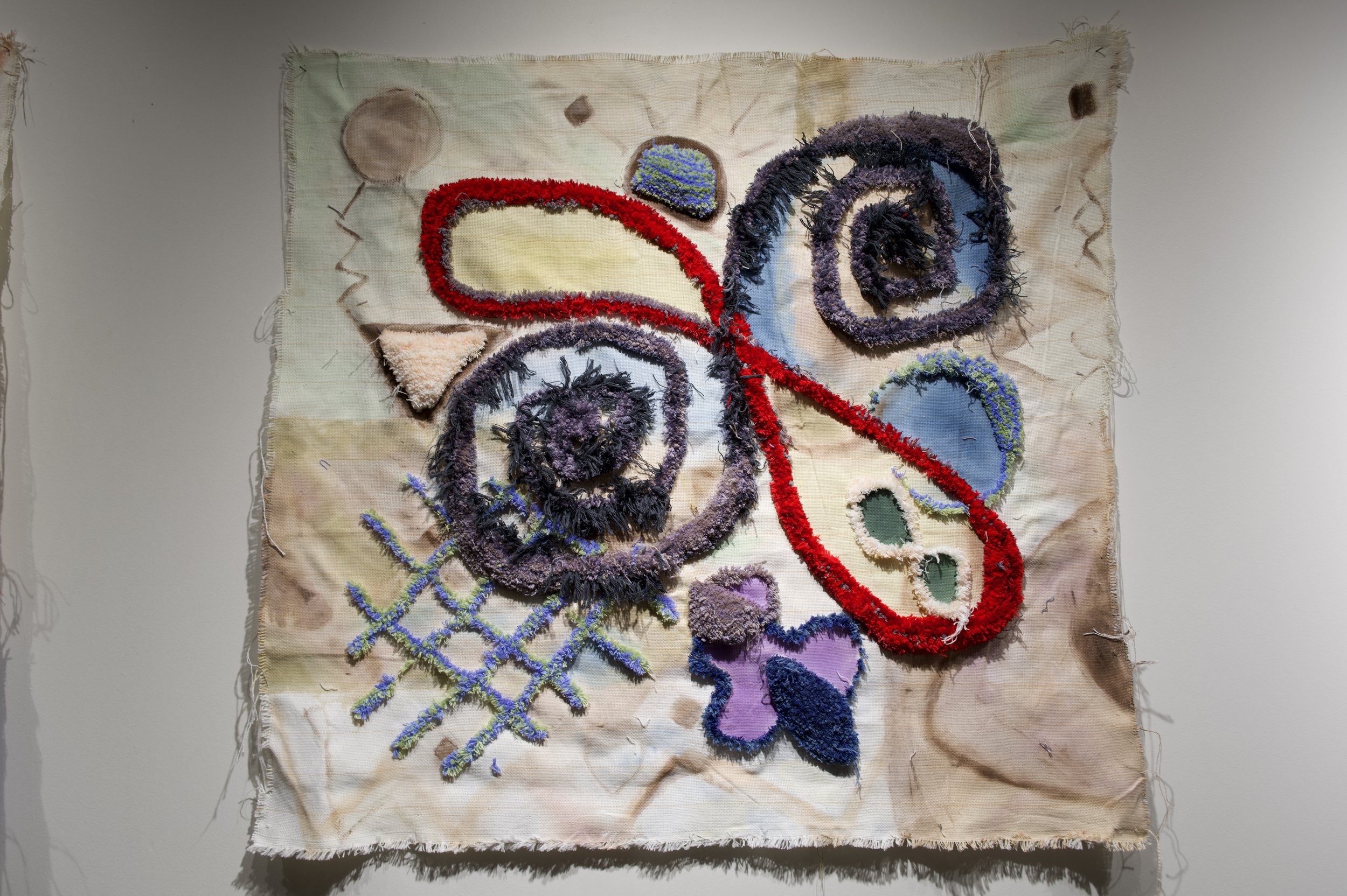 New Earth - 2025, Acrylic, cotton/acrylic yarn, monk cloth, 101 x 105 cm