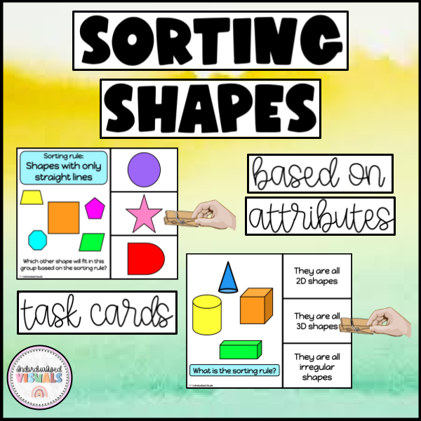 Sorting 2D shapes and 3D shapes based on 1 attribute