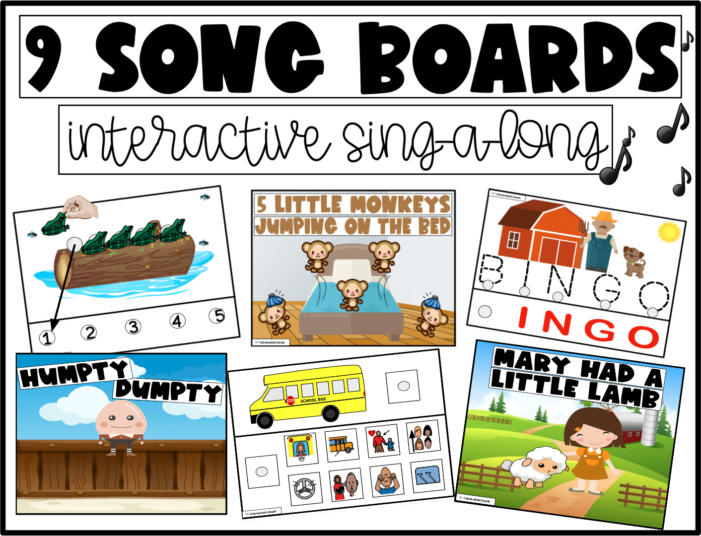 Song boards for Circle Time - Nursery rhyme themed songs