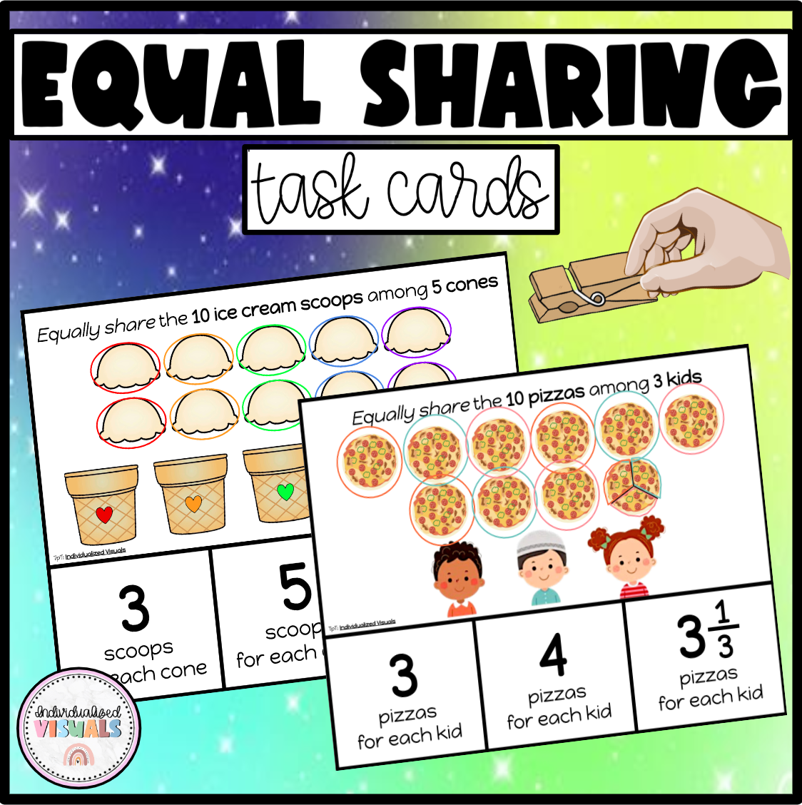 Equal Sharing Fractions Activity for Special Education - Grade 2 Math