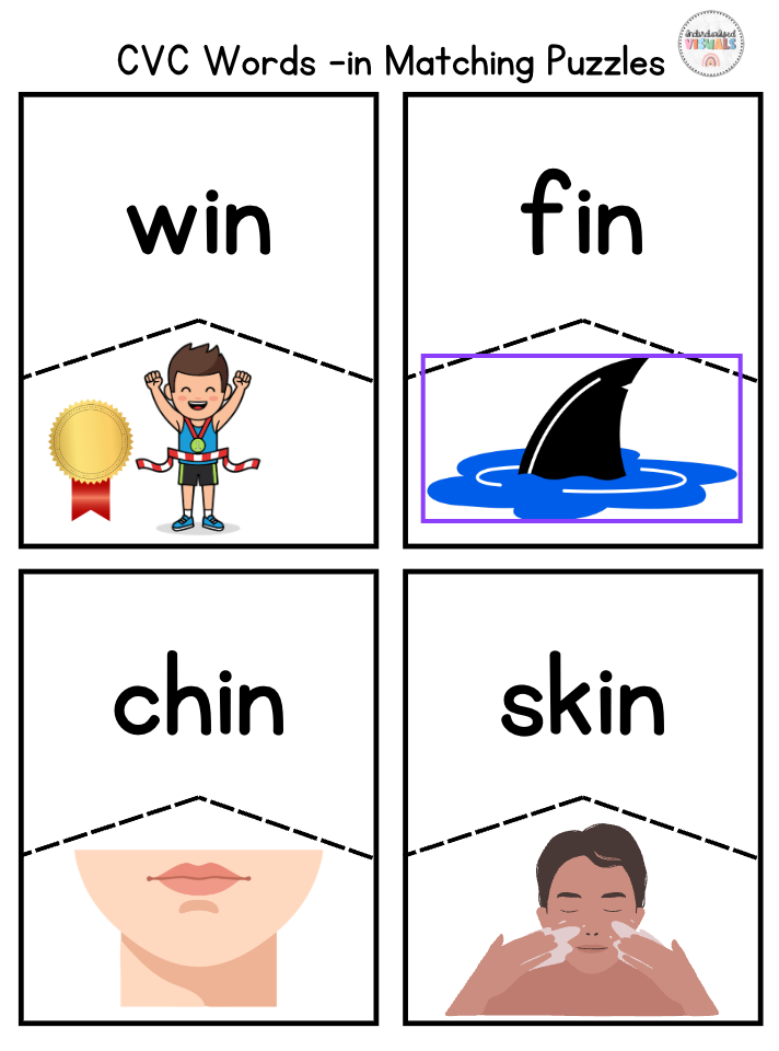 FREE CVC Word Matching Puzzle
