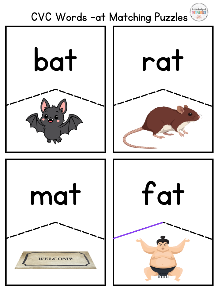 FREE CVC Word Matching Puzzle
