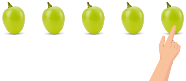 This is a picture of counting 5 grapes
