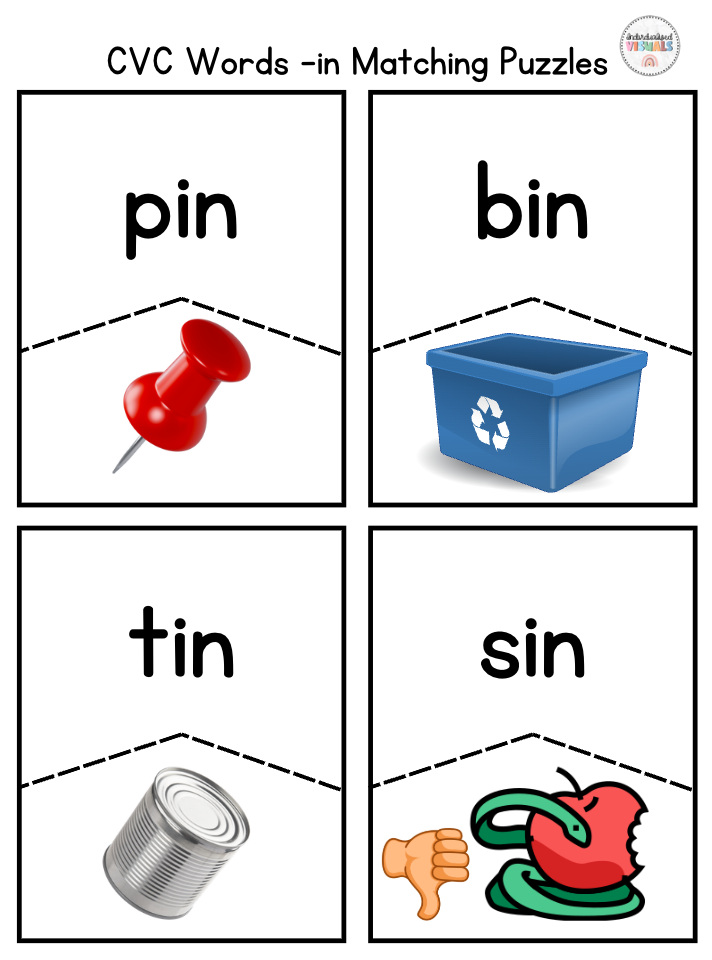 FREE CVC Word Matching Puzzle