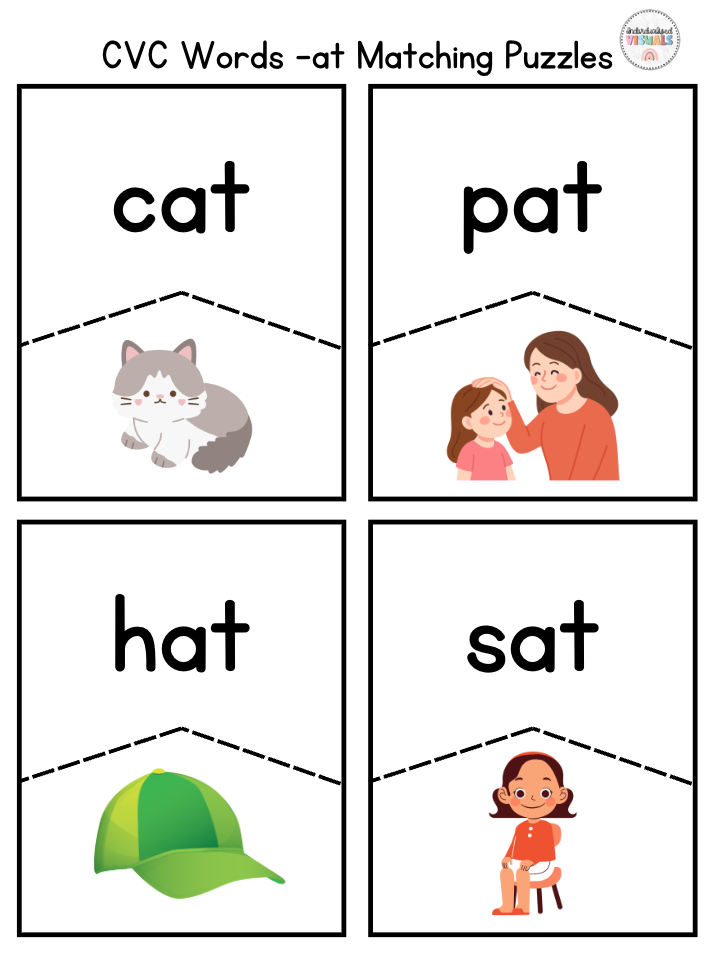 FREE CVC Word Matching Puzzle
