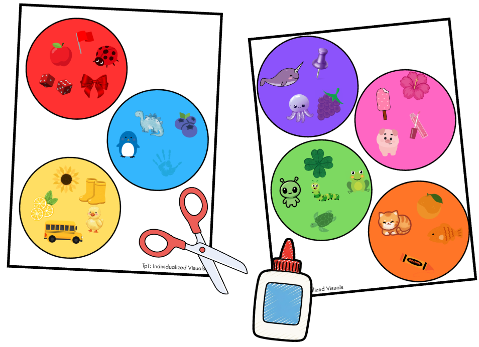 This is a picture of a cut and paste color matching activity