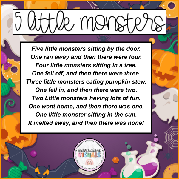 5 Little Monsters Halloween Song Activity — Individualized Visuals