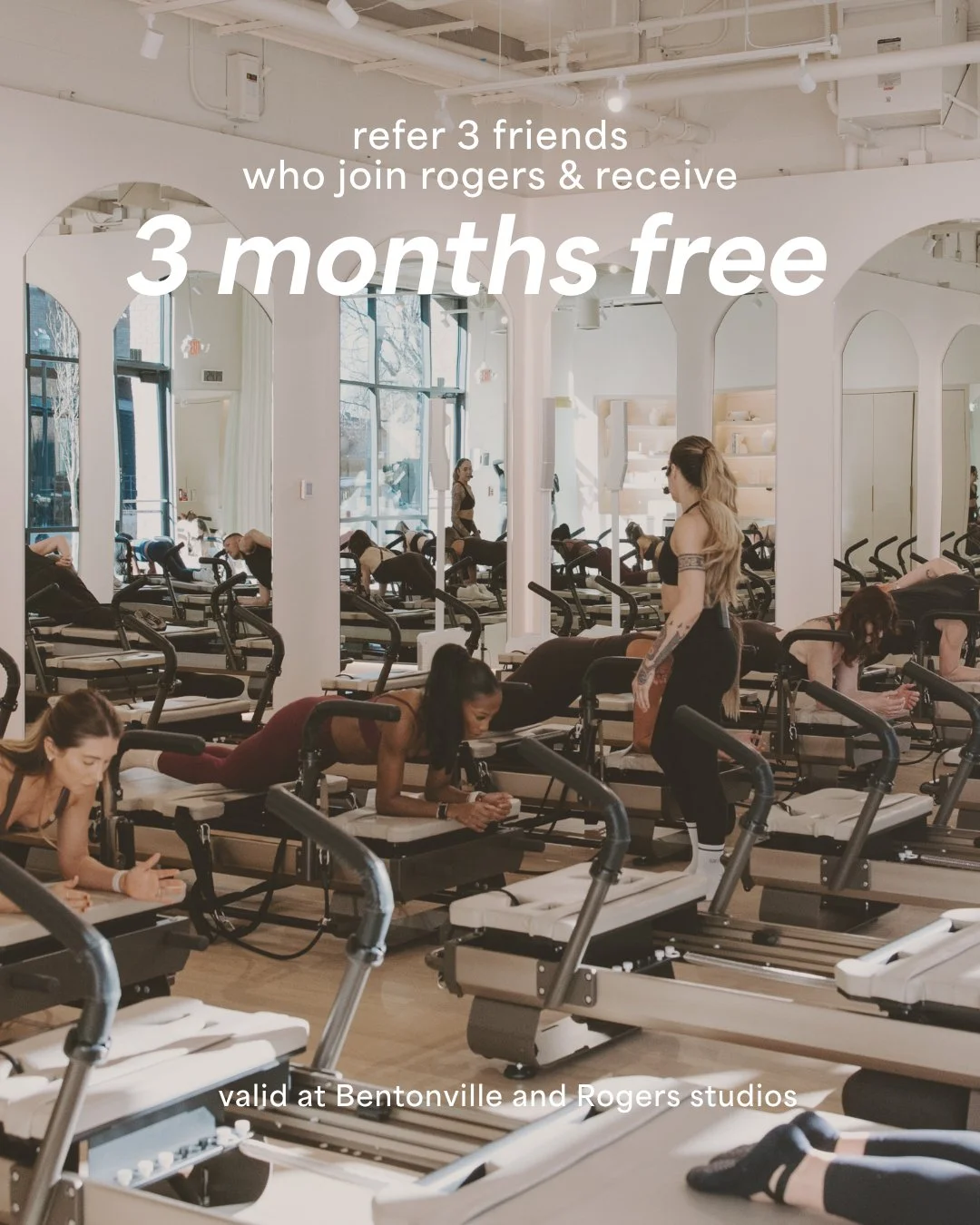 Refer 3 friends who join as Rogers Founding Members and receive 3 months free (at either location)! We appreciate you sharing the space, the method, and the experience with your community and want to express our gratitude 🙏🏼⁠
⁠
Email bentonville@sa